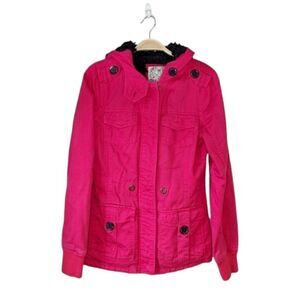 Fox Racing Women's Hooded Fuchsia Cargo‎ Jacket Black Fur Lined Riders Co…